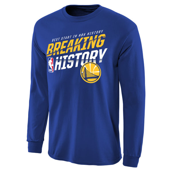 NBA Men Golden State Warriors Breaking History Long Sleeve TShirt Royal